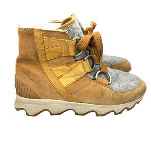 Sorel Kinetic Impact Caribou Plus Waterproof Sneaker Bootie Women SZ 9 Tawny